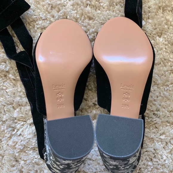 Lewit Mule Block Heel Sandals Velvet - Picture 7 of 8